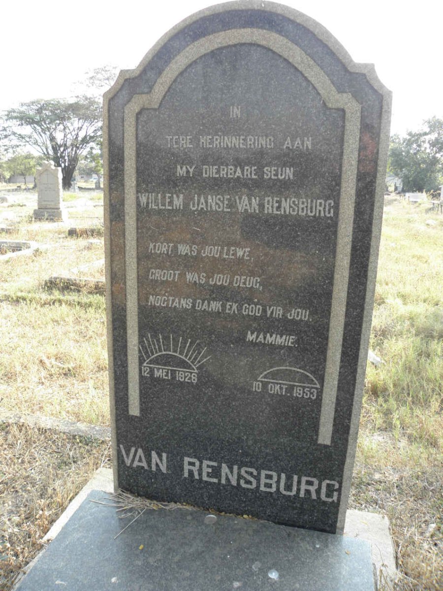 RENSBURG Willem, Janse van 1926-1953