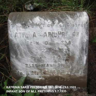 PRETORIUS Katrina Sarie 1854-1935 :: PRETORIUS Infant Son -1935