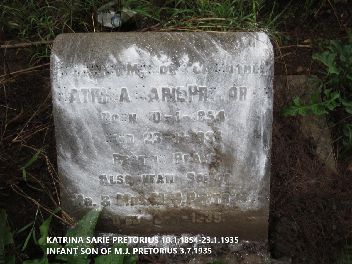PRETORIUS Katrina Sarie 1854-1935 :: PRETORIUS Infant Son -1935